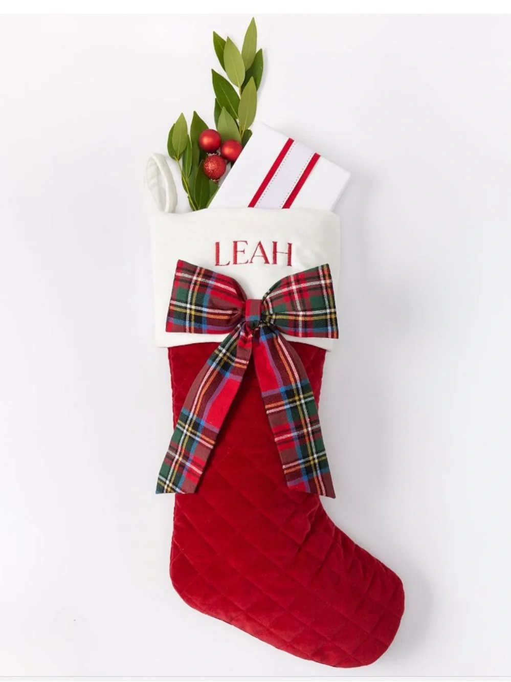 Mark & Graham NWOT quilted bow stocking